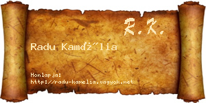 Radu Kamélia névjegykártya